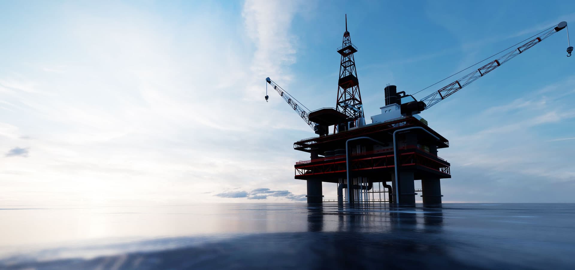 Offshore oil and gas platform at sea